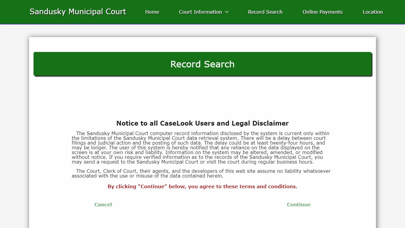 Sandusky Municipal Court - Record Search