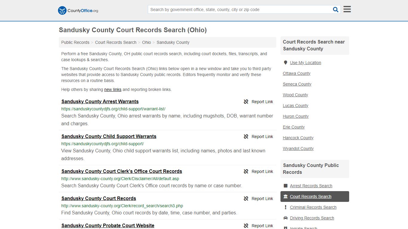 Sandusky County Court Records Search (Ohio) - County Office